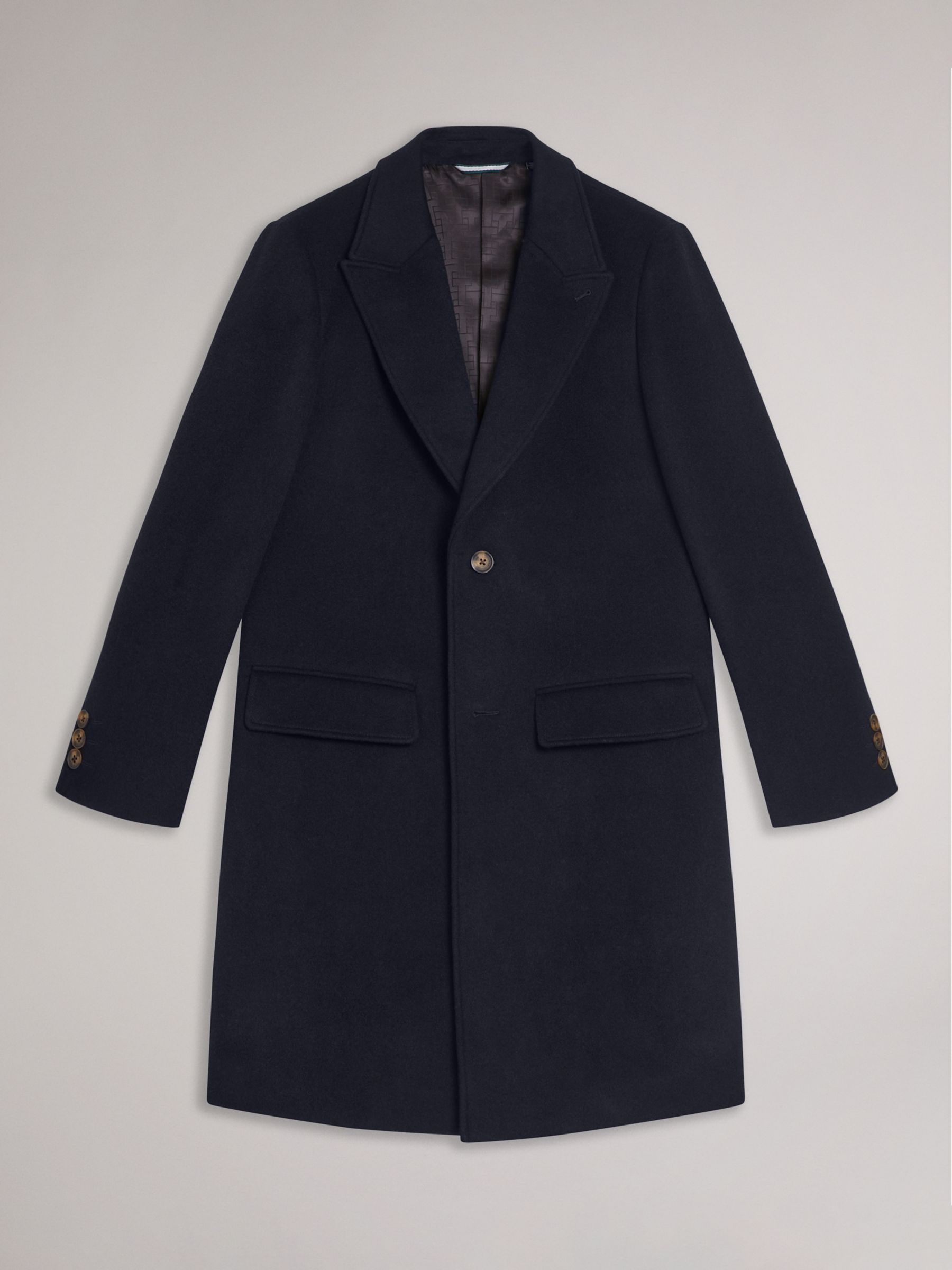 Ted Baker Wilding Wool Blend Overcoat, Blue Navy, S