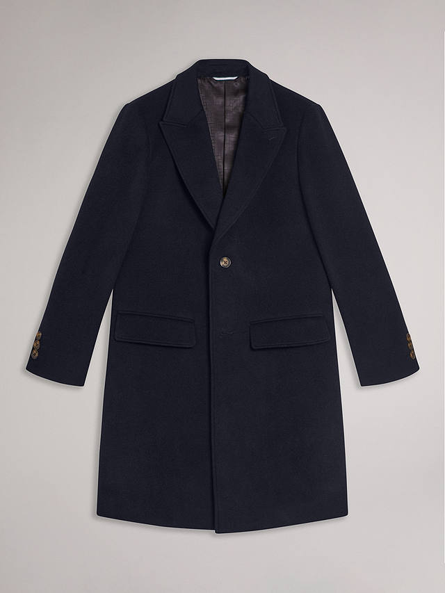Ted Baker Wilding Wool Blend Overcoat, Blue Navy