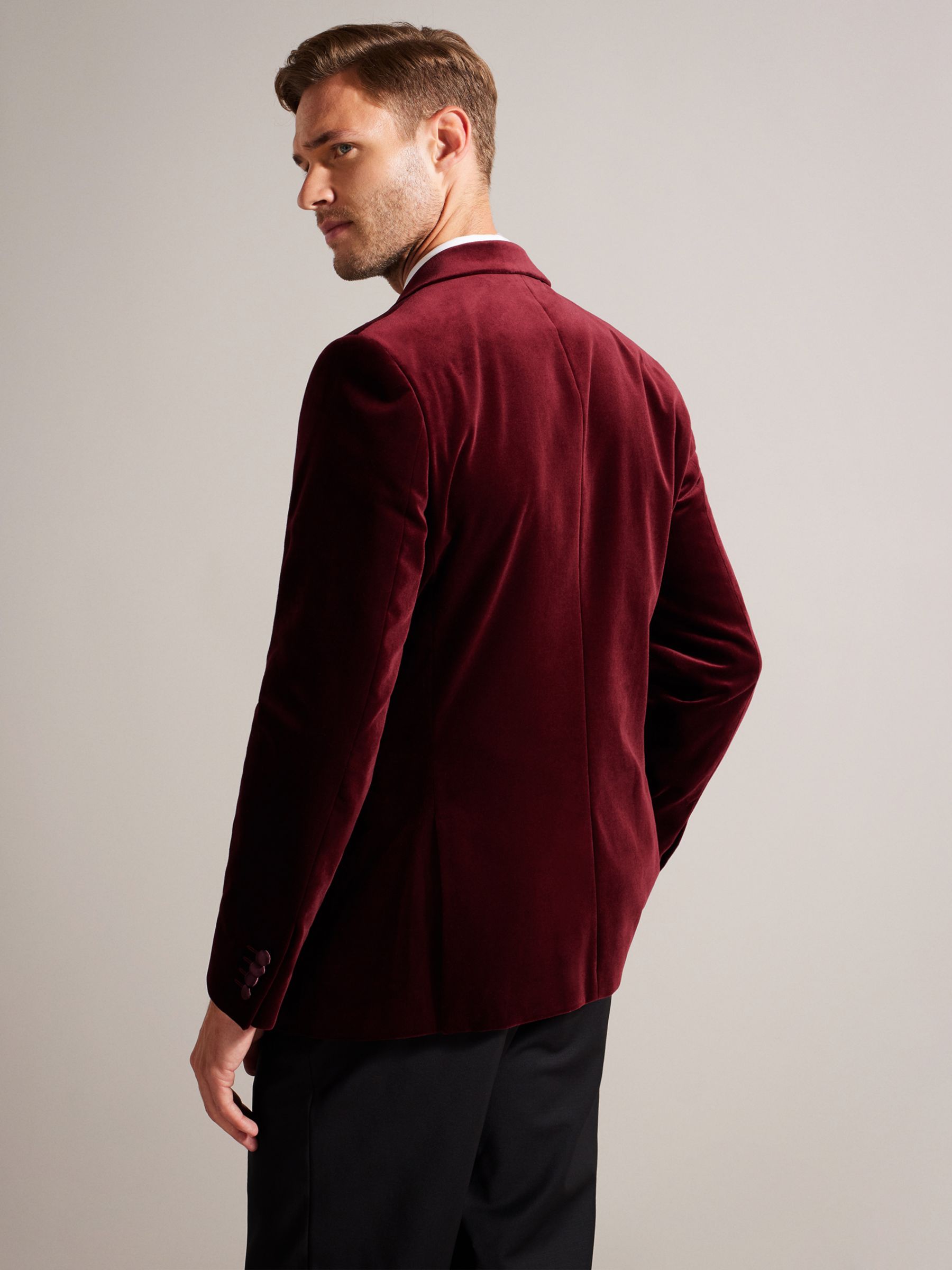 Ted Baker Edwardj Cotton Velvet Blazer, Red Maroon at John Lewis & Partners