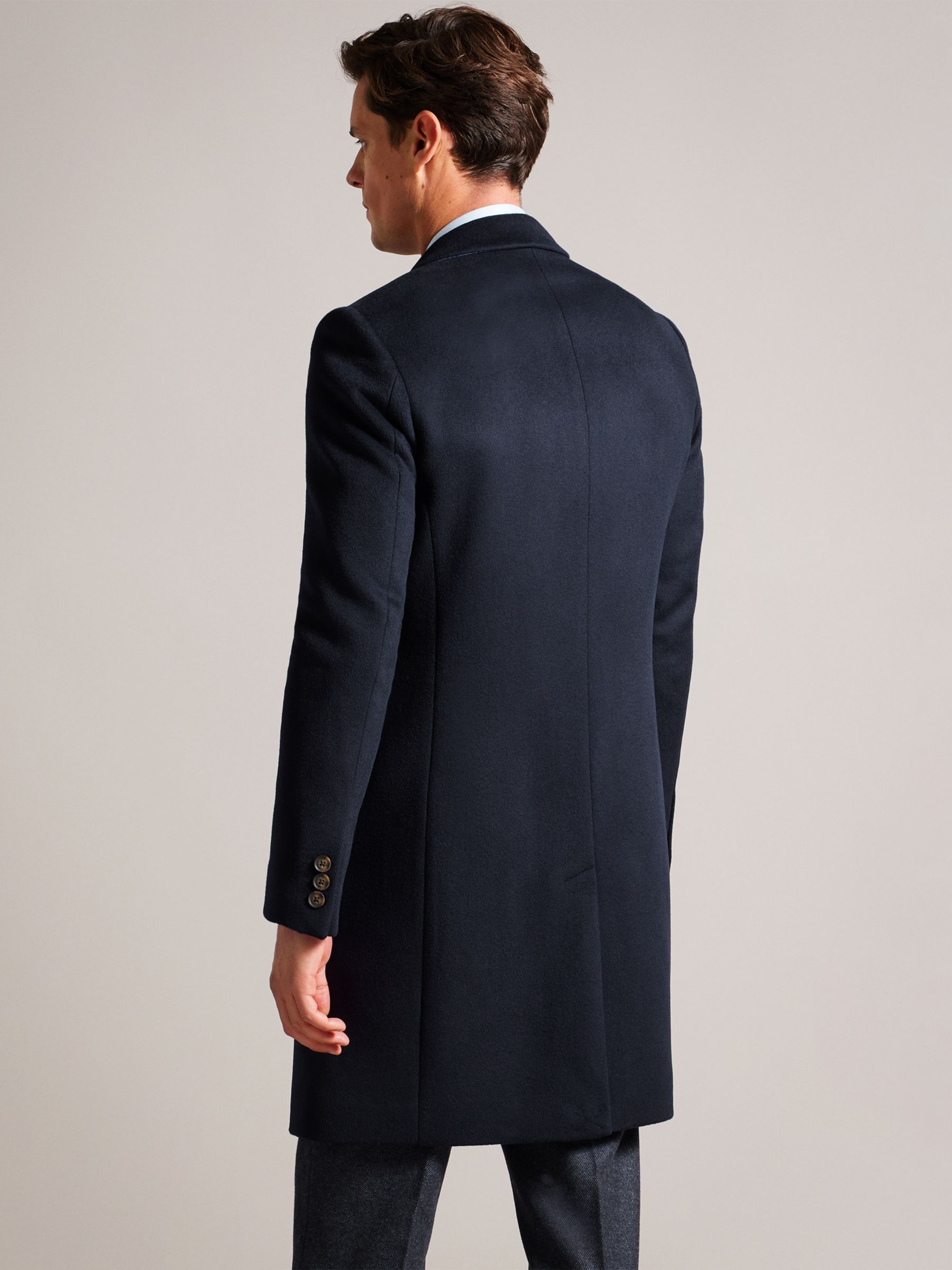 Ted Baker Rueby Wool Blend City Coat, Blue Navy at John Lewis & Partners