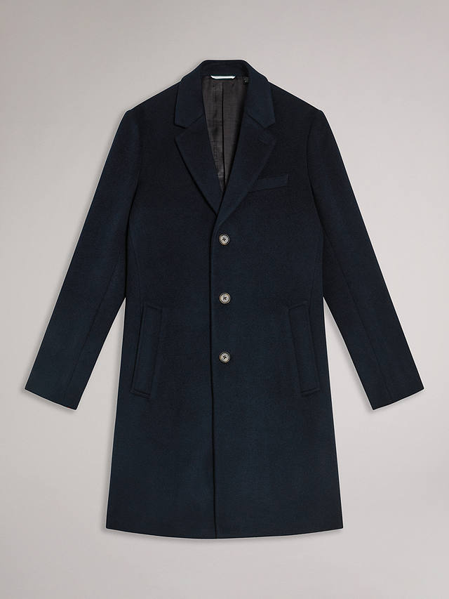 Ted Baker Rueby Wool Blend City Coat, Blue Navy