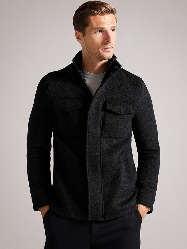 Ted Baker Knowl Funnel Neck Field Jacket, Grey Charcoal at John Lewis ...