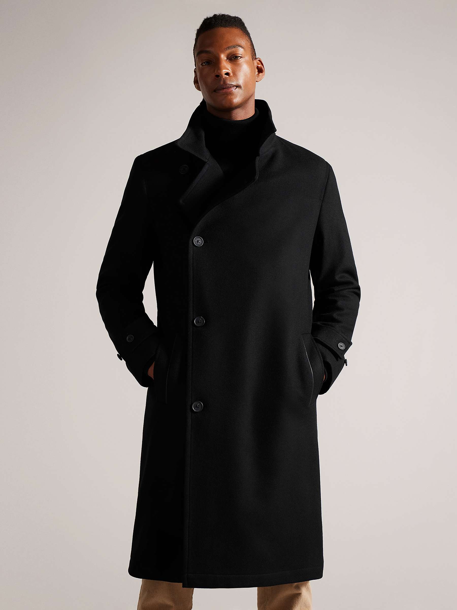 Buy Ted Baker Radford Wool Blend Wrap Funnel Coat, Black Online at johnlewis.com