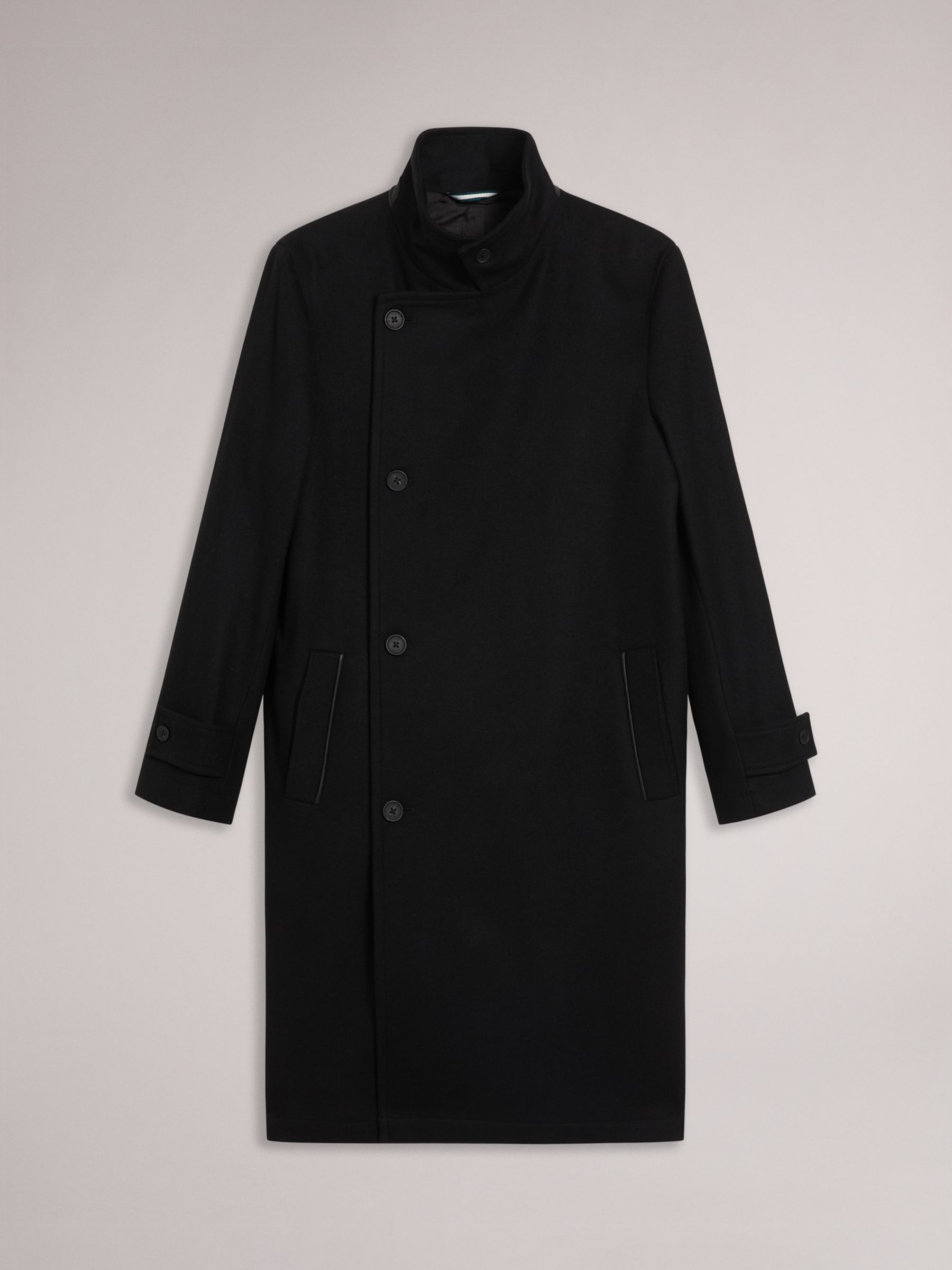 Buy Ted Baker Radford Wool Blend Wrap Funnel Coat, Black Online at johnlewis.com