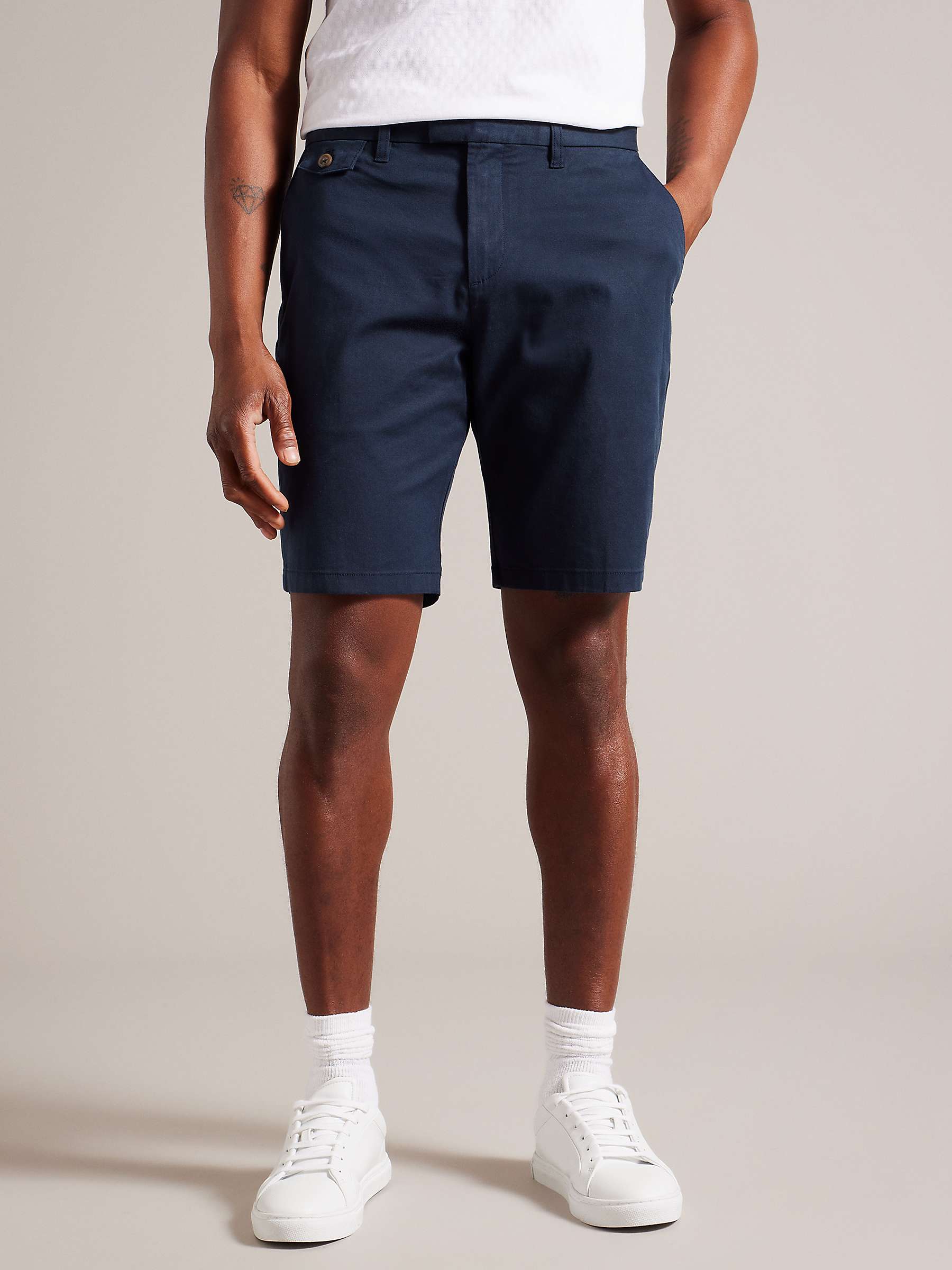 Buy Ted Baker Alscot Cotton Blend Chino Shorts, Navy Online at johnlewis.com