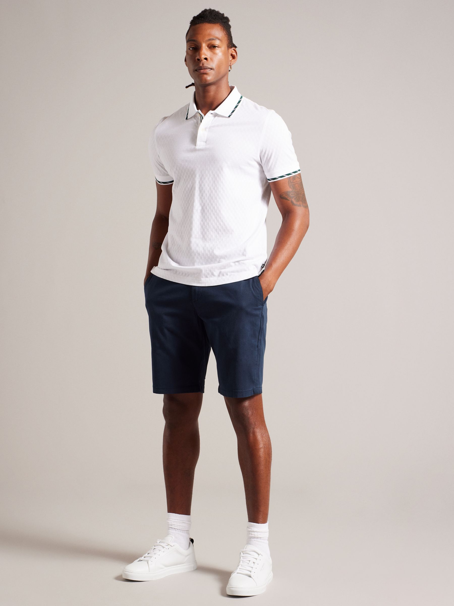 Buy Ted Baker Alscot Cotton Blend Chino Shorts, Navy Online at johnlewis.com