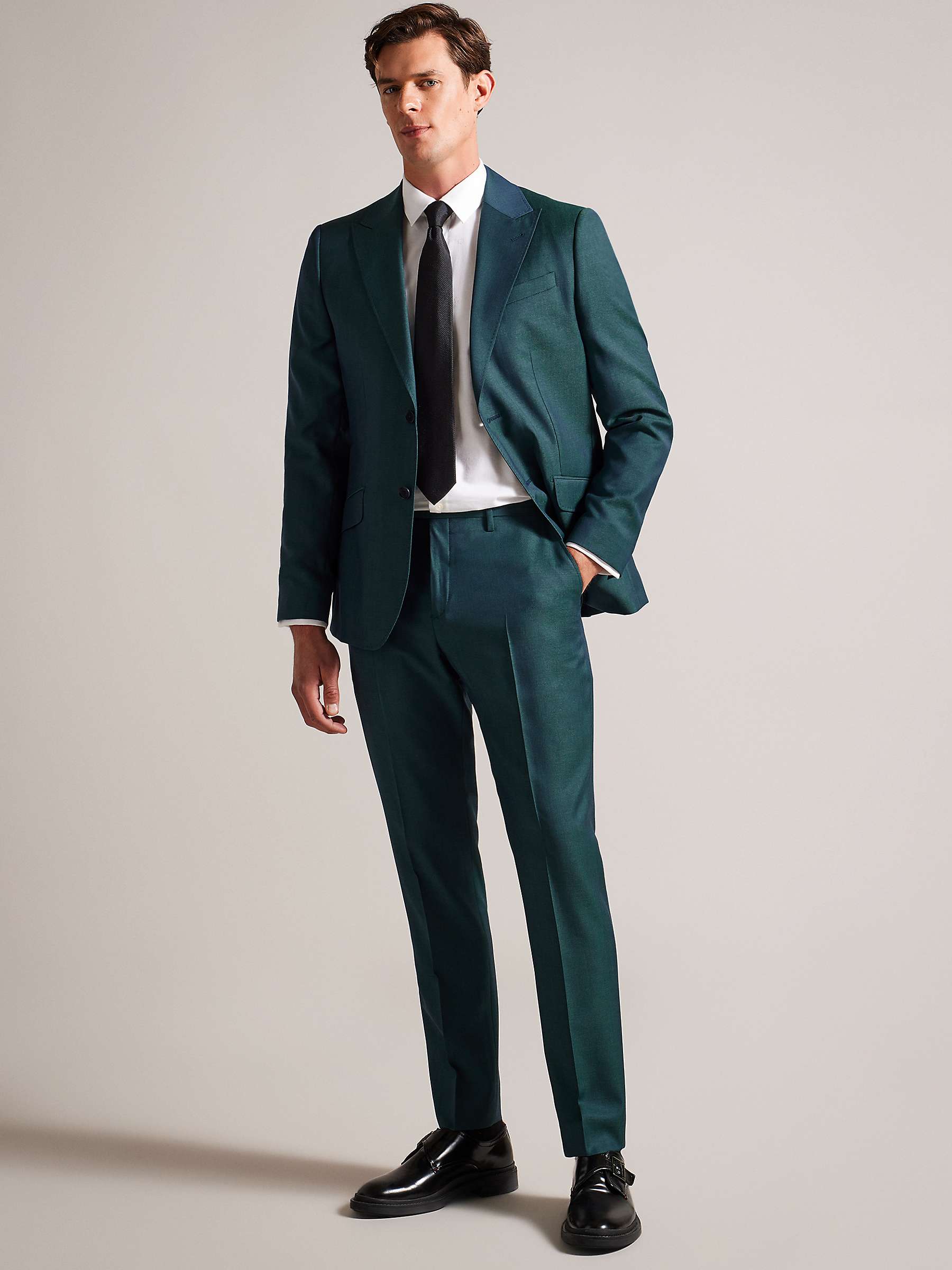 Ted Baker Northt Wool Tonic Slim Suit Trouser, Blue Teal at John Lewis ...