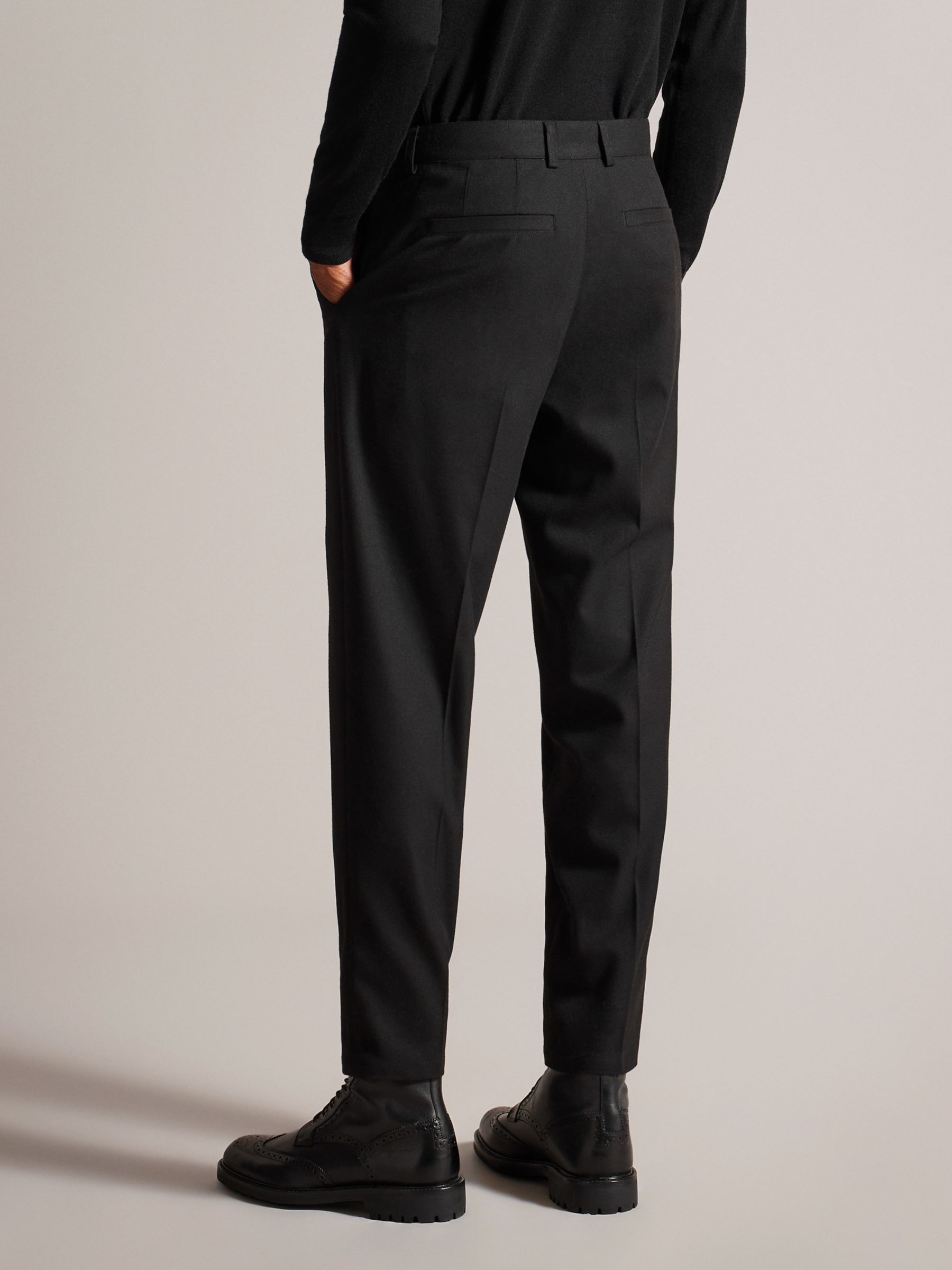 Ted Baker Quantem Tapered Fit Flannel Trousers, Black at John Lewis ...