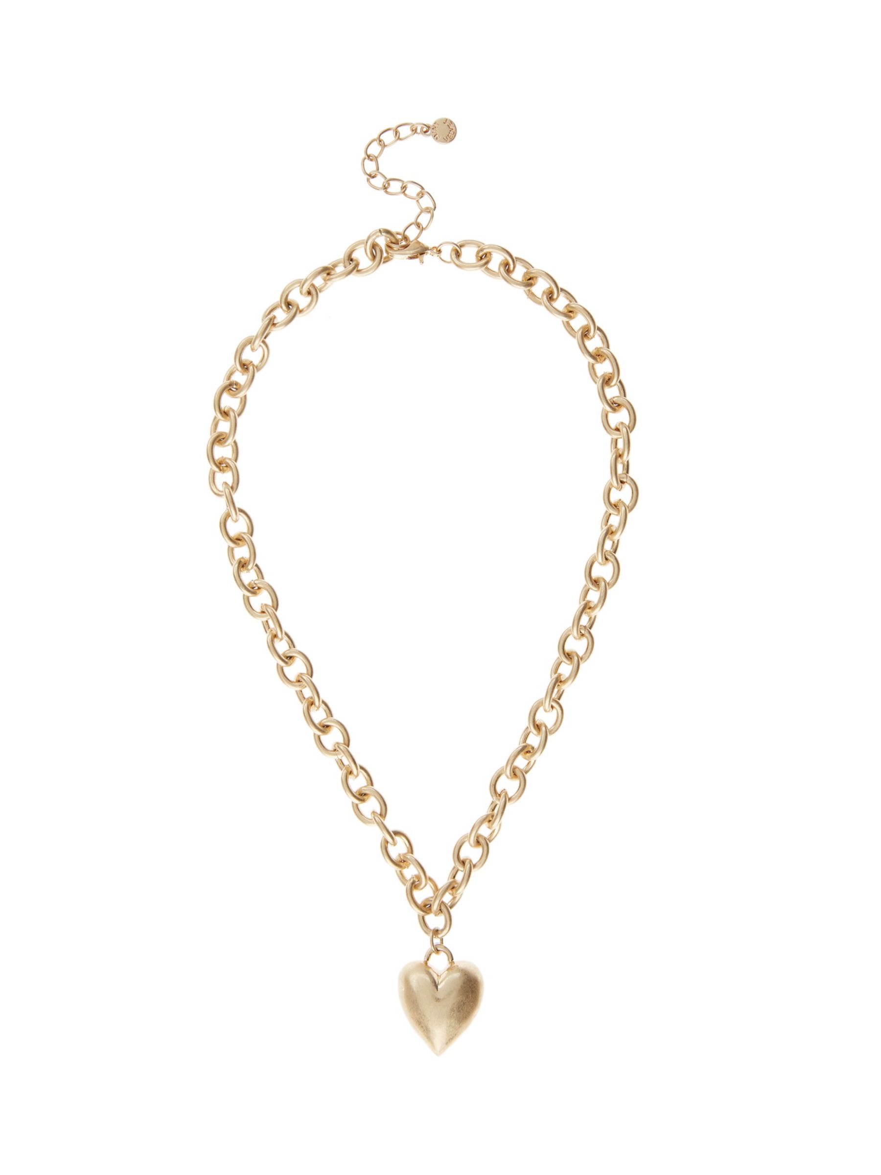 Mint Velvet Heart Pendant Link Necklace, Gold at John Lewis & Partners