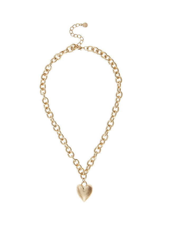 Mint Velvet Heart Pendant Link Necklace, Gold