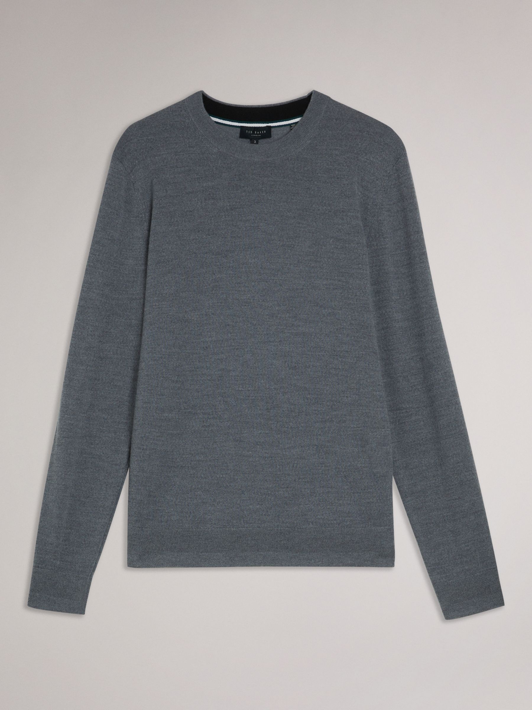 Ted Baker Carnby Long Sleeve Core Crew Neck Jumper, Charcoal at John ...