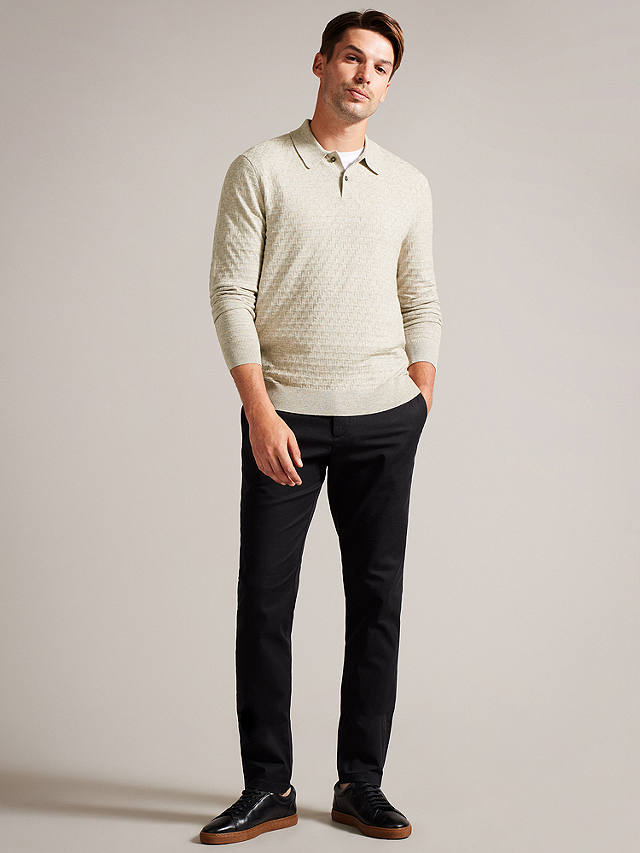 Ted Baker Morar Knitted Polo Top, Brown Mid