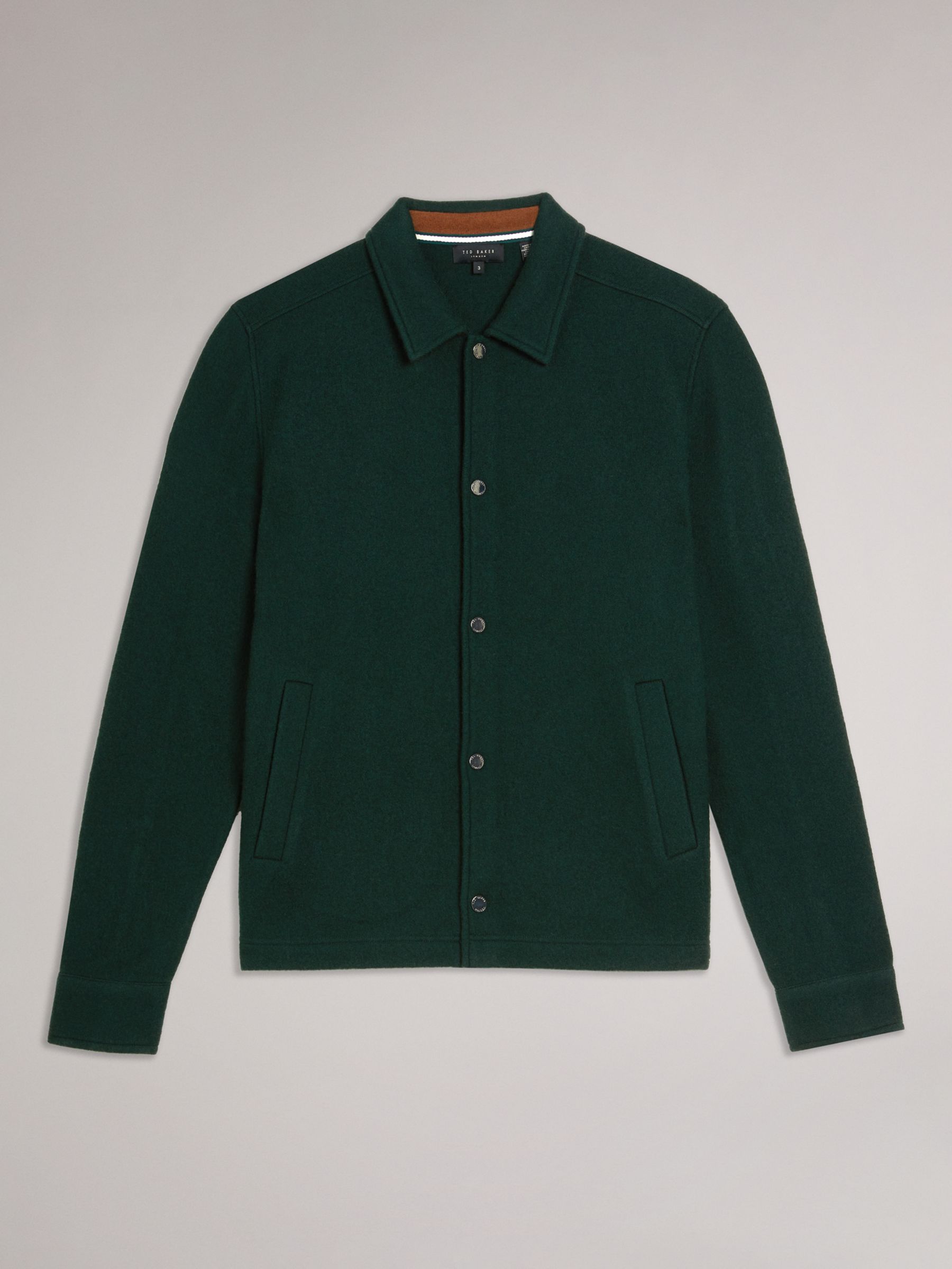 Ted Baker Eason Wool Shacket, Green Dark at John Lewis & Partners