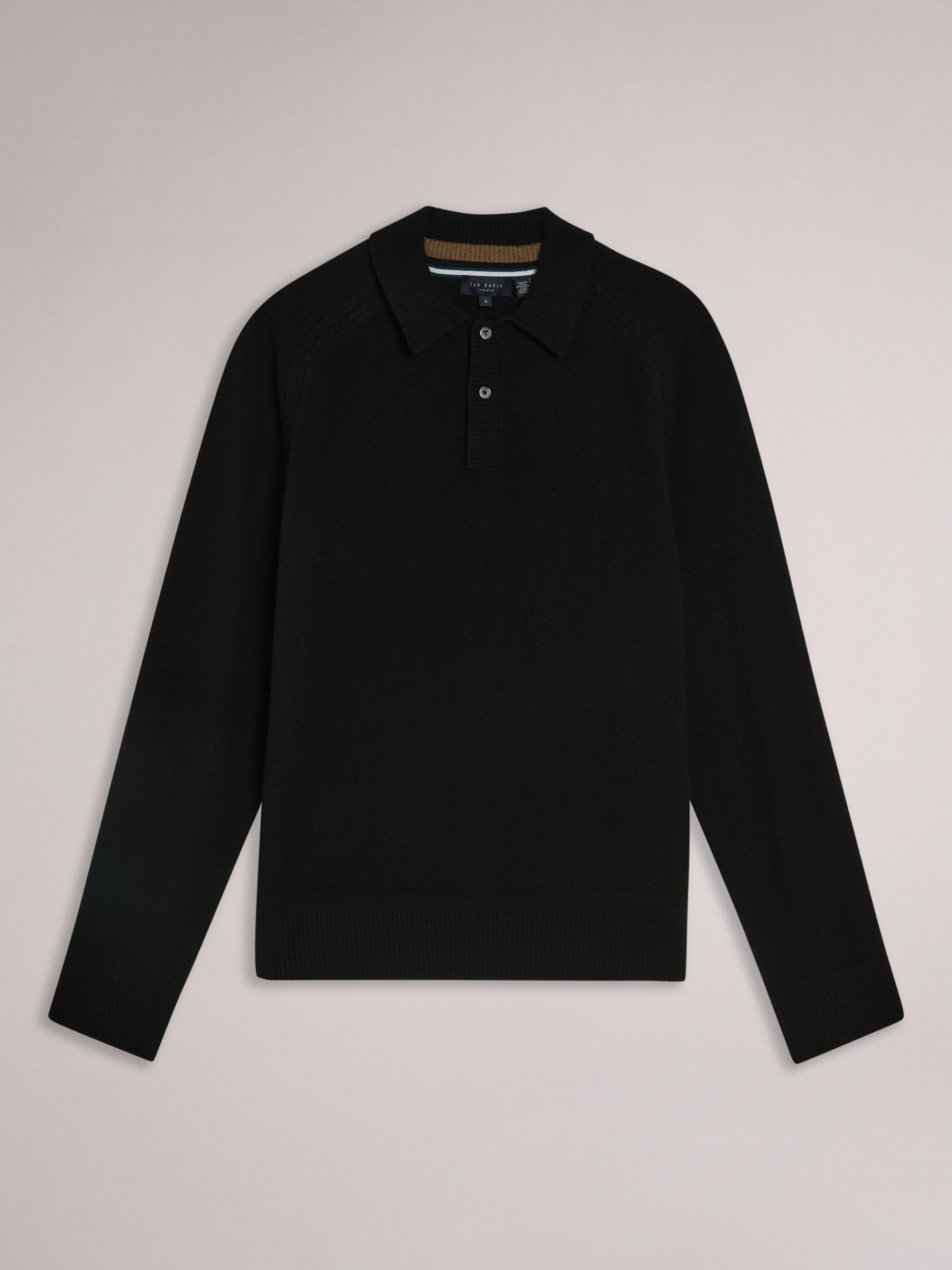 Buy Ted Baker Karolt Cashmere Cable Textured Long Sleeve Polo Top Online at johnlewis.com