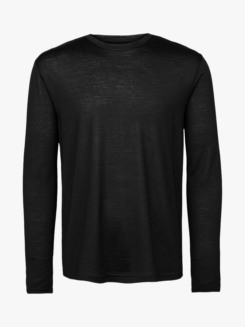 Panos Emporio Merino Wool Blend Biodegradable Long Sleeve Top, Black, XL