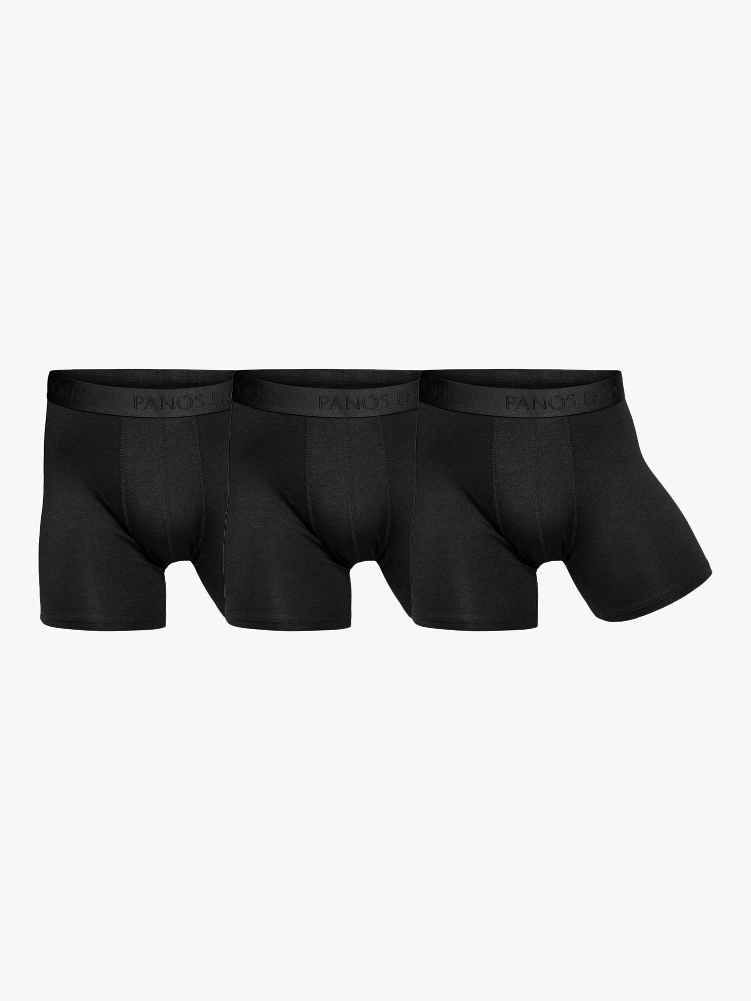 Panos Emporio Eco Bamboo and Organic Cotton Blend Trunks, Pack of 3, Black, S