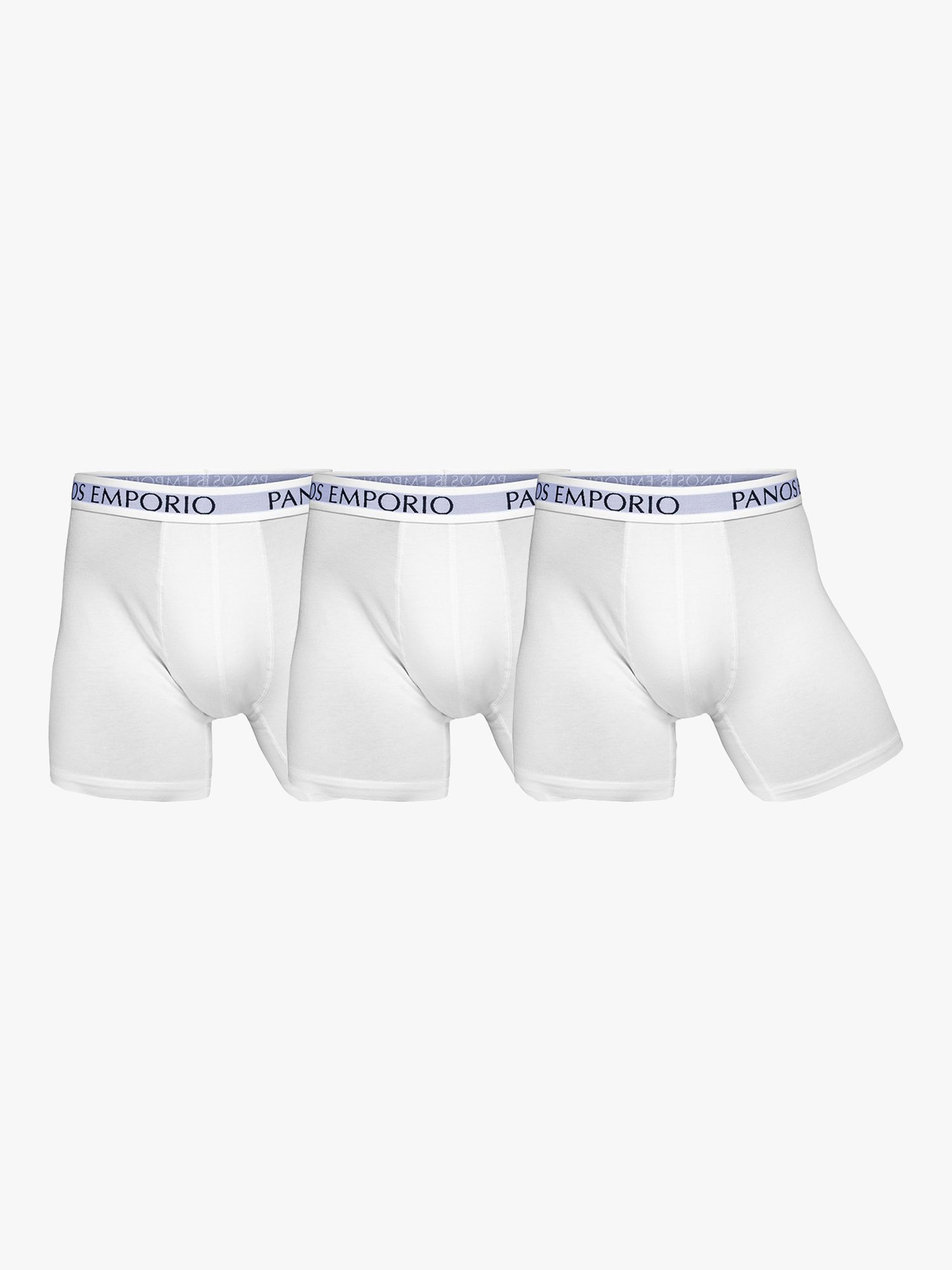 Panos Emporio Eco Bamboo and Organic Cotton Blend Trunks, Pack of 3, White, S