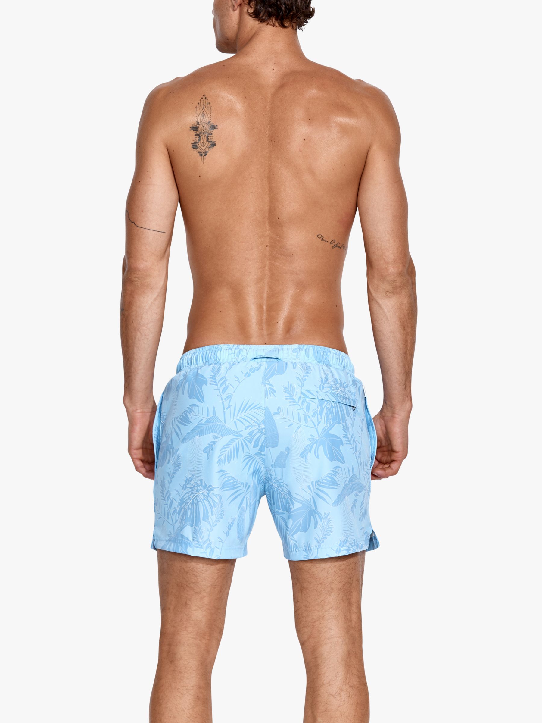 Panos Emporio Classic Leaf Print Swim Shorts, Blue, S