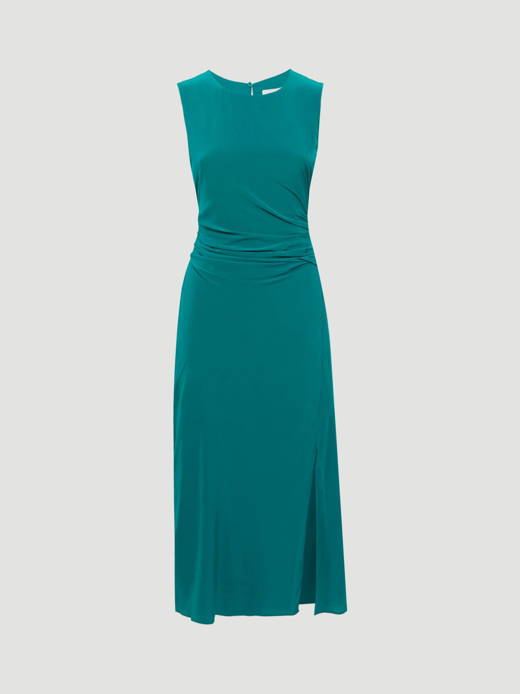 Reiss Petite Lexi Ruched Waist Midi Dress, Green at John Lewis & Partners