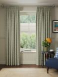 John Lewis Ivy Leaf Weave Pair Lined Pencil Pleat Curtains, Duck Egg