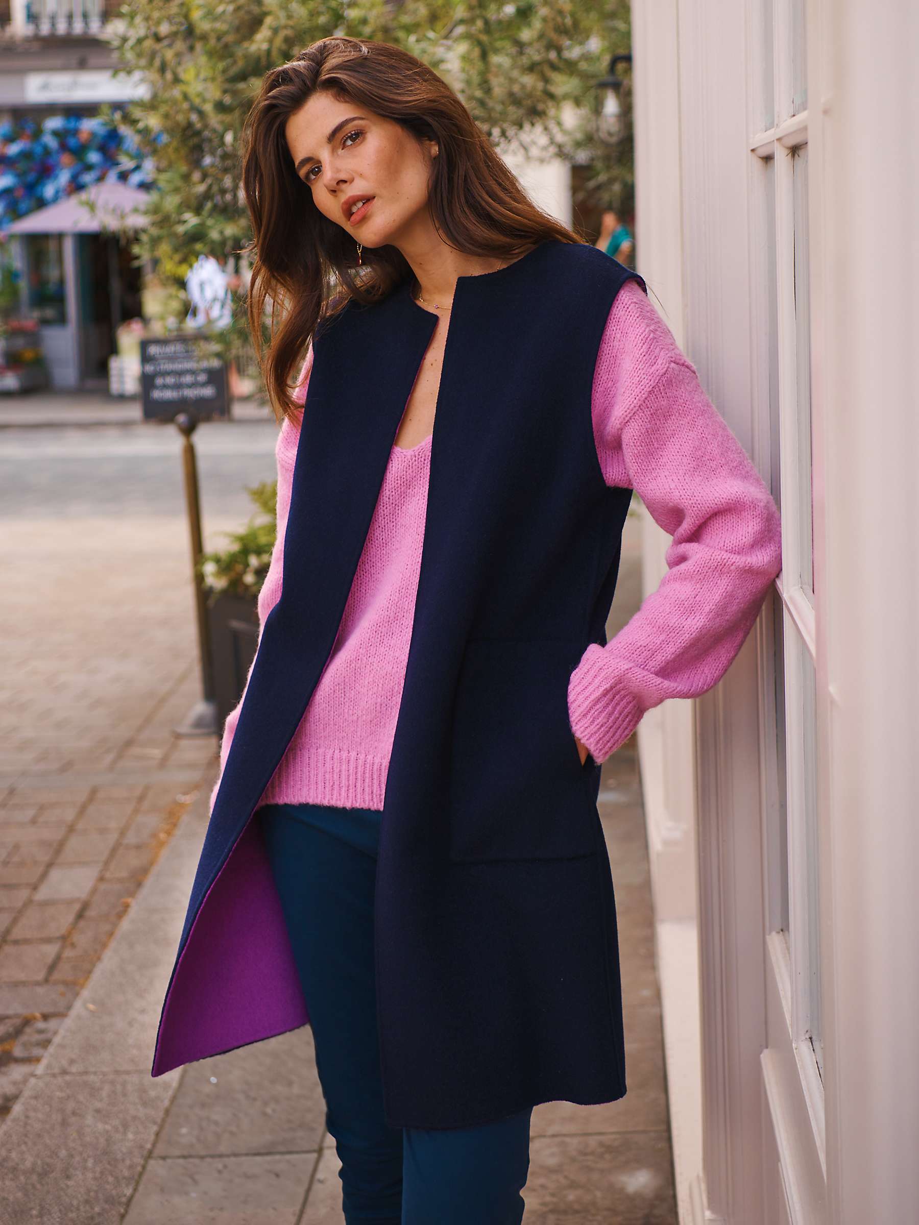 Buy NRBY Audrey Wool Blend Reversible Sleeveless Coat, Hyacinth/Navy Online at johnlewis.com