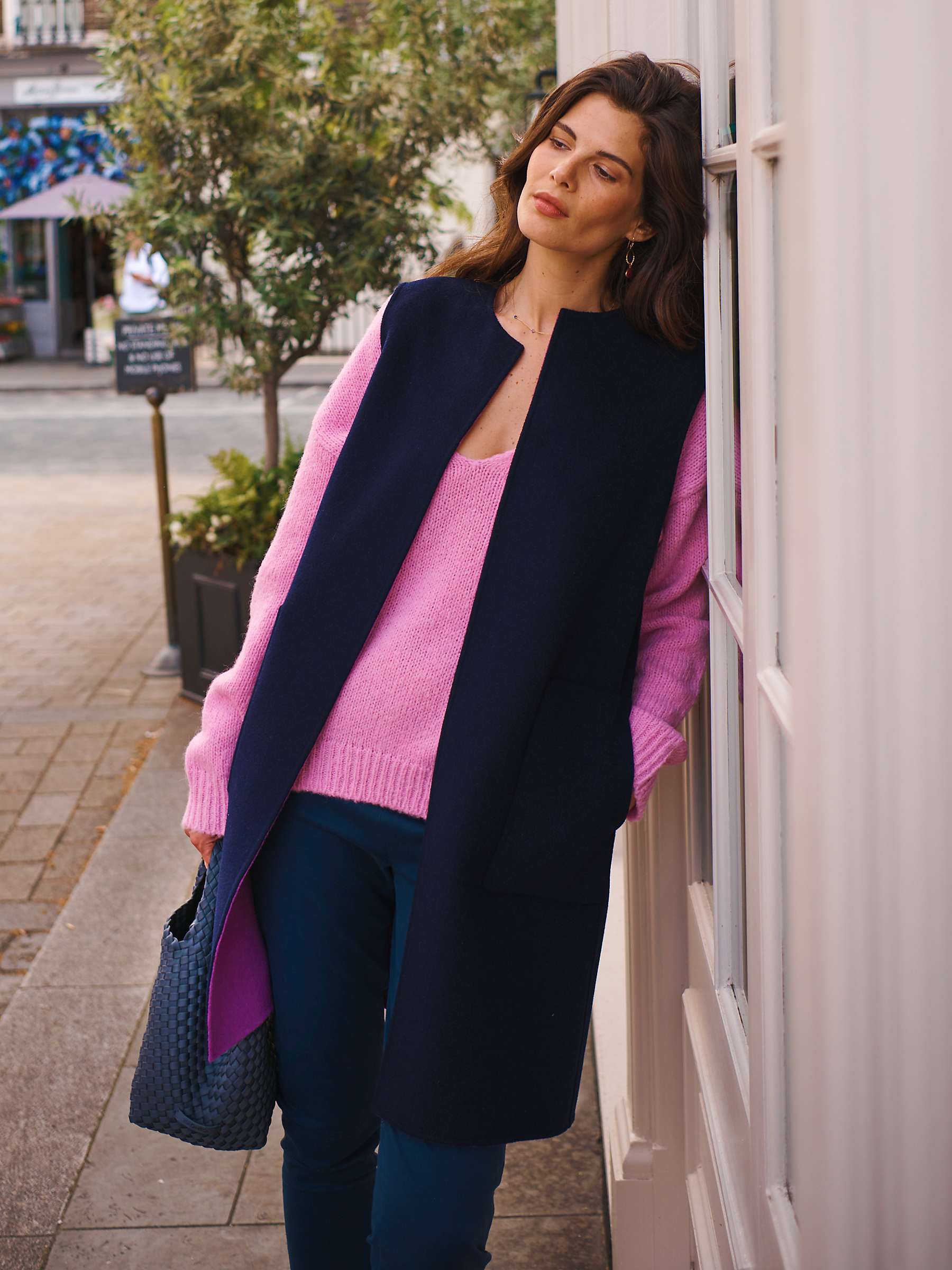 Buy NRBY Audrey Wool Blend Reversible Sleeveless Coat, Hyacinth/Navy Online at johnlewis.com