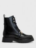 AllSaints Stellar Leather Ankle Boots, Black/Warm Brass