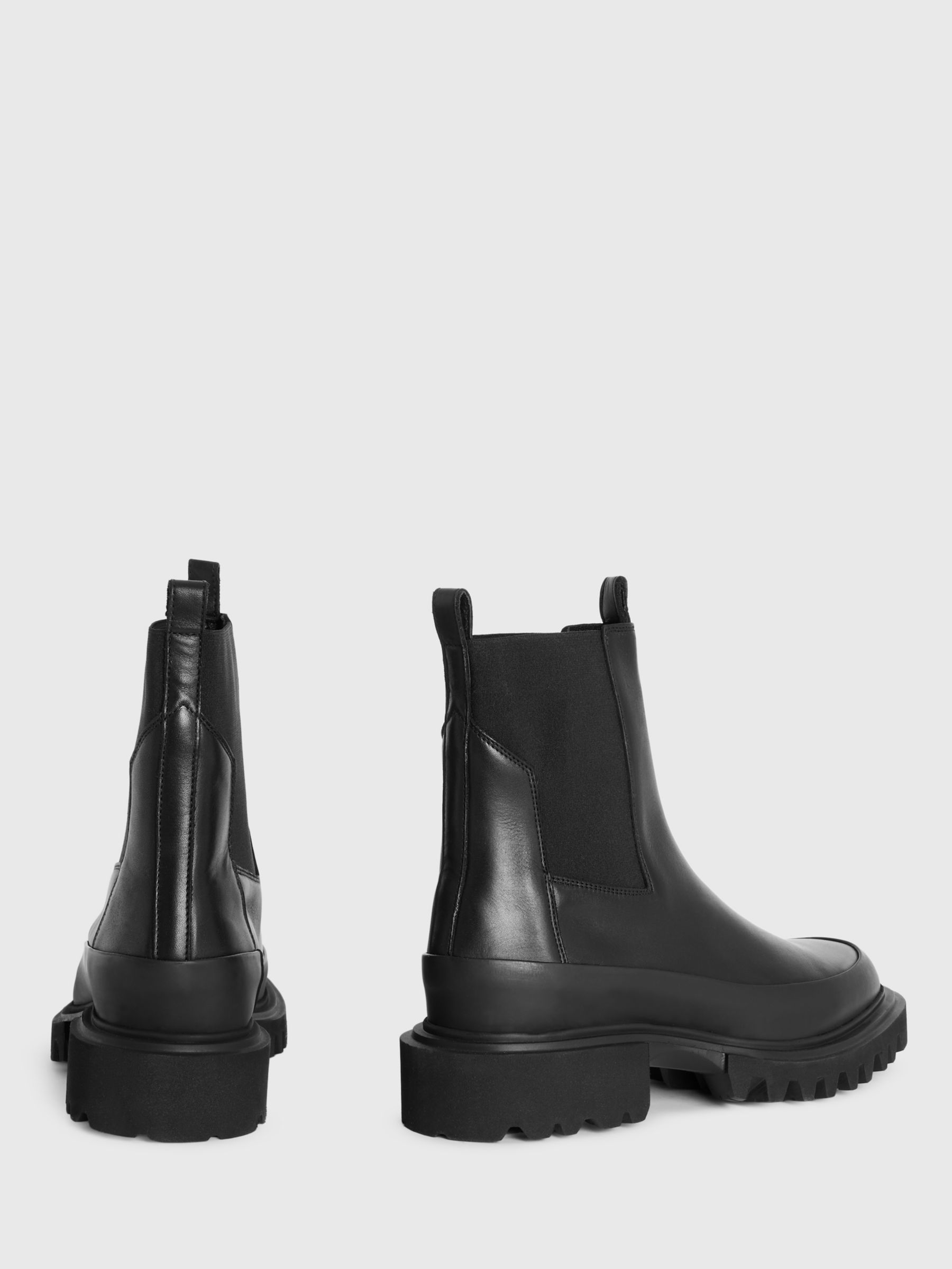 AllSaints Harlee Leather Ankle Boots, Black at John Lewis & Partners