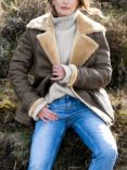 Celtic & Co. Boyfriend Aviator Sheepskin Jacket, Antique/Camel