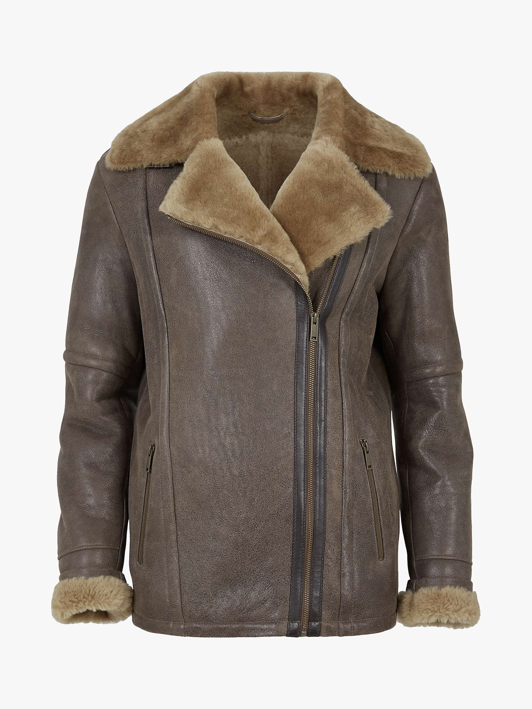 Buy Celtic & Co. Boyfriend Aviator Sheepskin Jacket, Antique/Camel Online at johnlewis.com