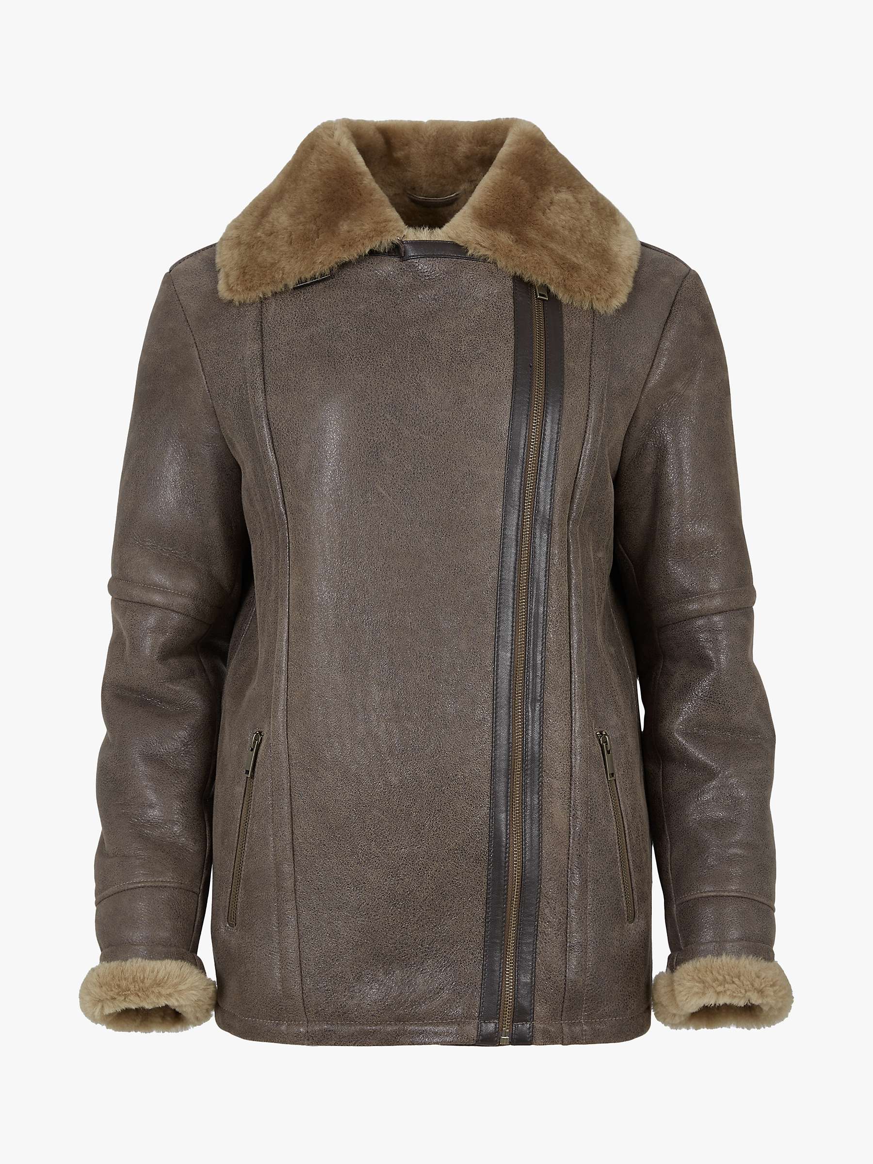 Buy Celtic & Co. Boyfriend Aviator Sheepskin Jacket, Antique/Camel Online at johnlewis.com