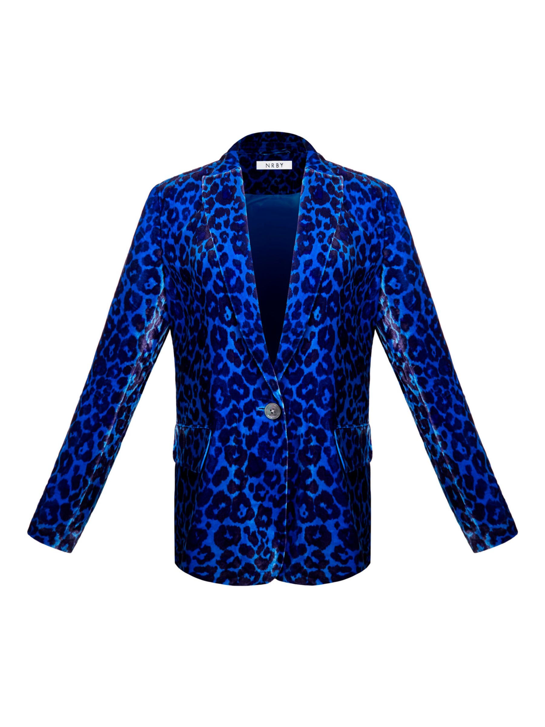 Buy NRBY May Silk Blend Velvet Animal Print Blazer, Turquoise Animal Print Online at johnlewis.com
