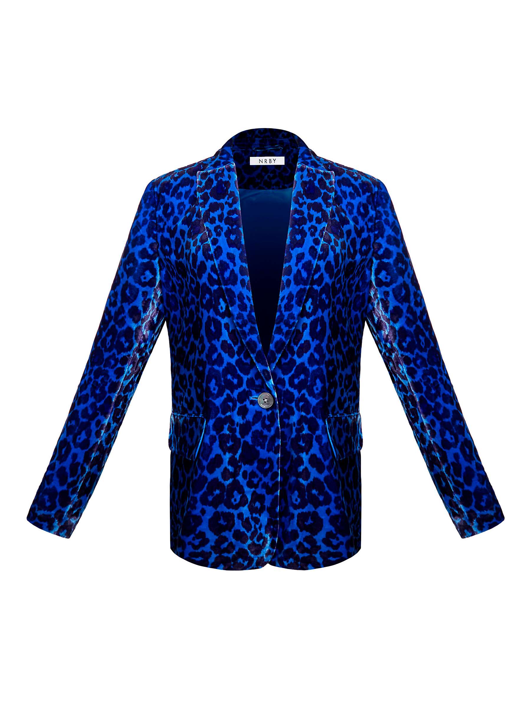 Buy NRBY May Silk Blend Velvet Animal Print Blazer, Turquoise Animal Print Online at johnlewis.com