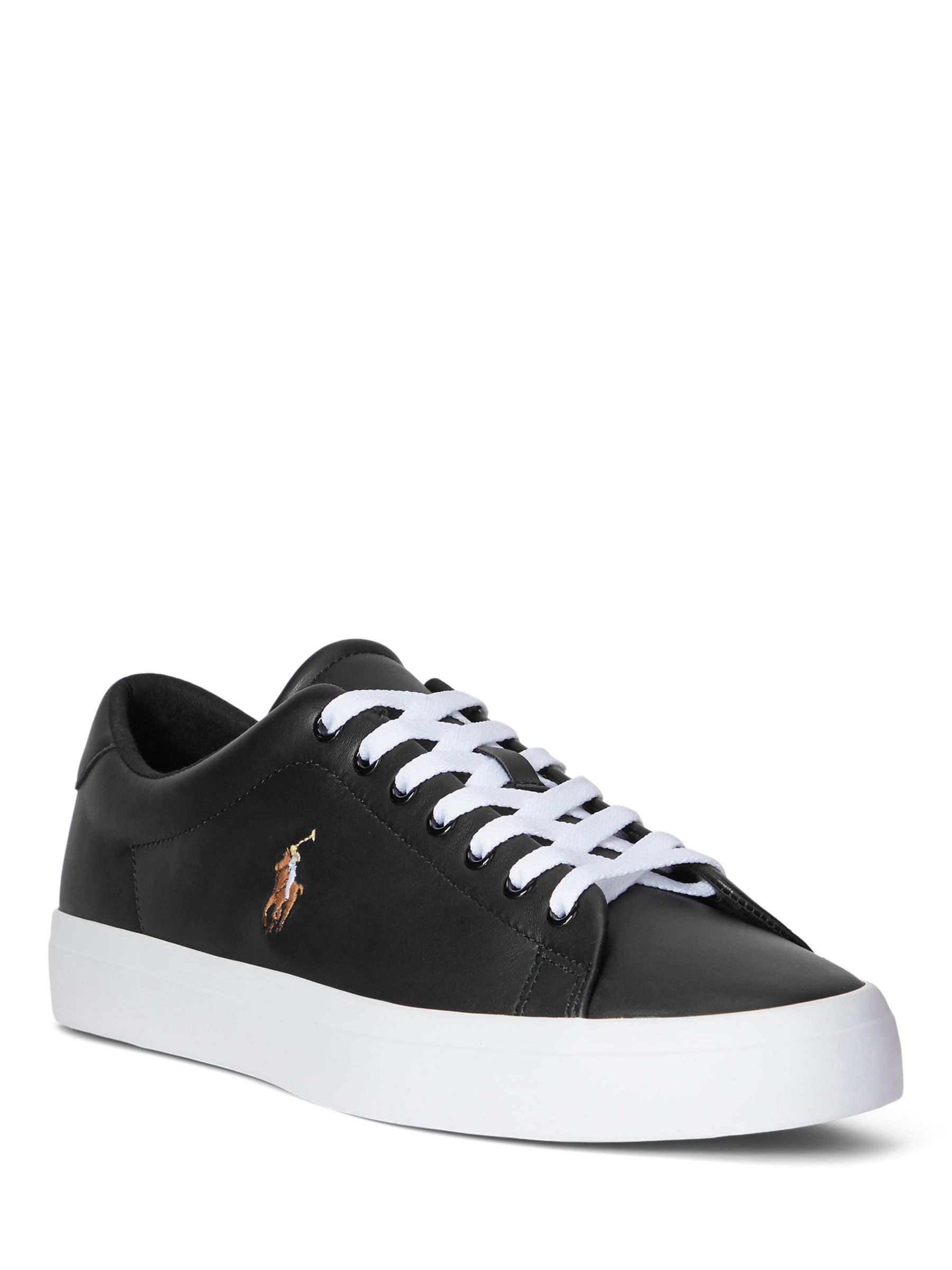 Polo Ralph Lauren Longwood Leather Trainers, Black at John Lewis & Partners