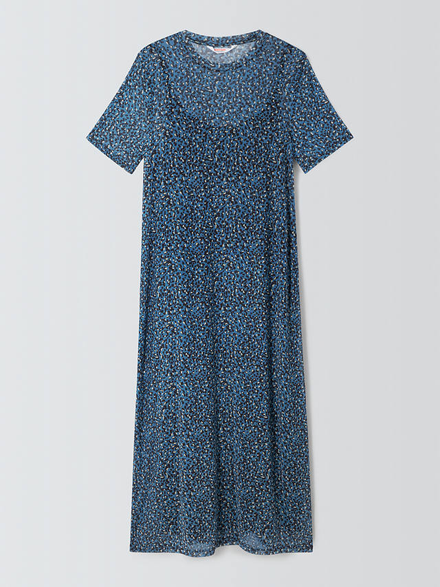 John Lewis ANYDAY Mesh Leopard Print Midi Dress, Blue/Multi
