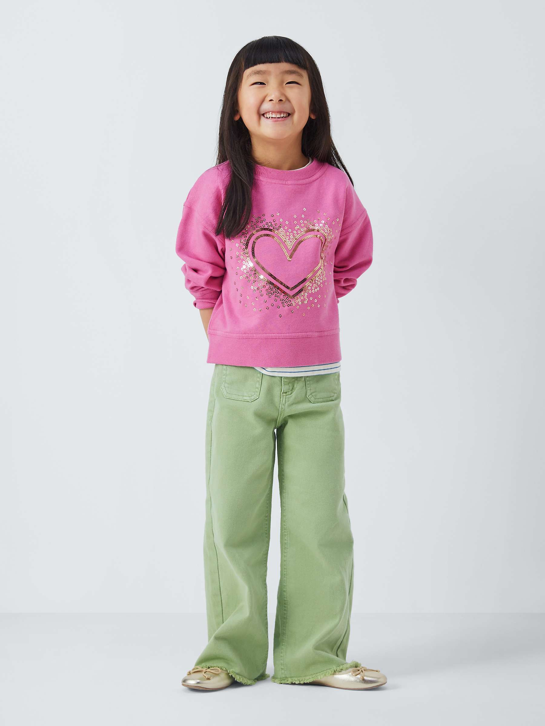 Buy John Lewis Kids' Sequin Heart Jumper, Cashmere Rose Online at johnlewis.com