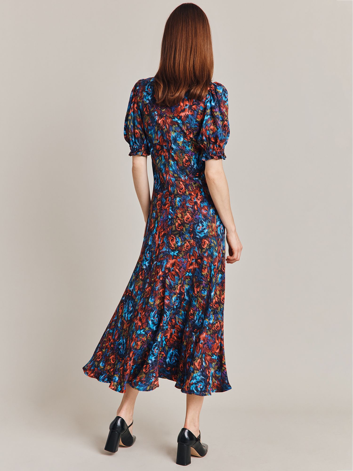 Ghost Lainey Abstract Floral Print Midi Dress, Multi at John Lewis ...