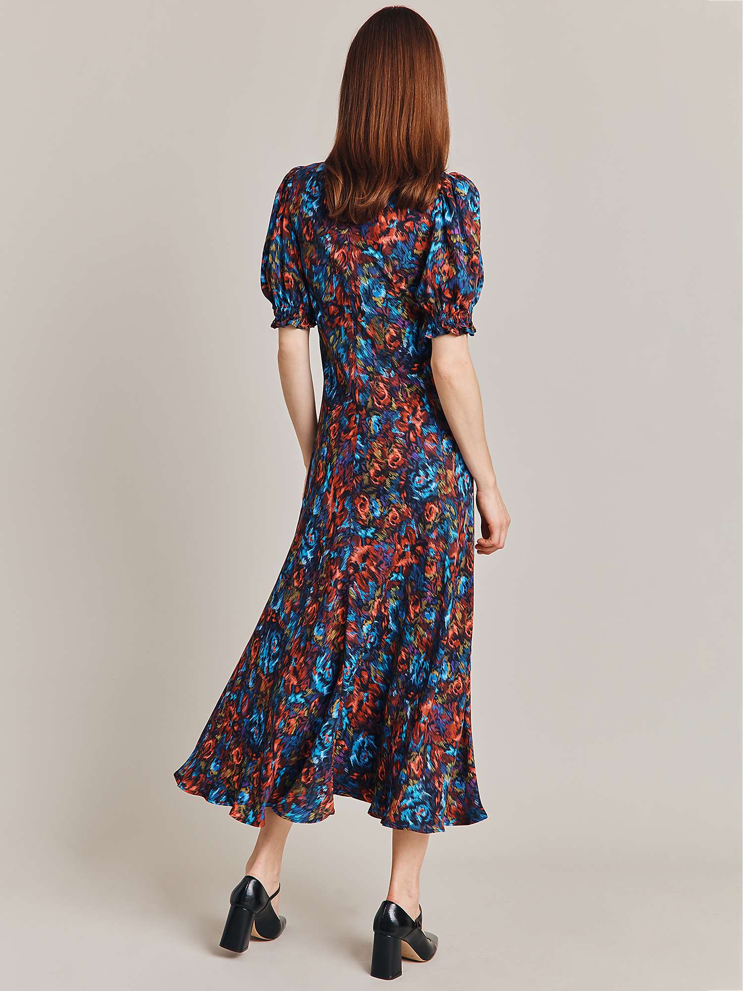 Buy Ghost Lainey Abstract Floral Print Midi Dress, Multi Online at johnlewis.com