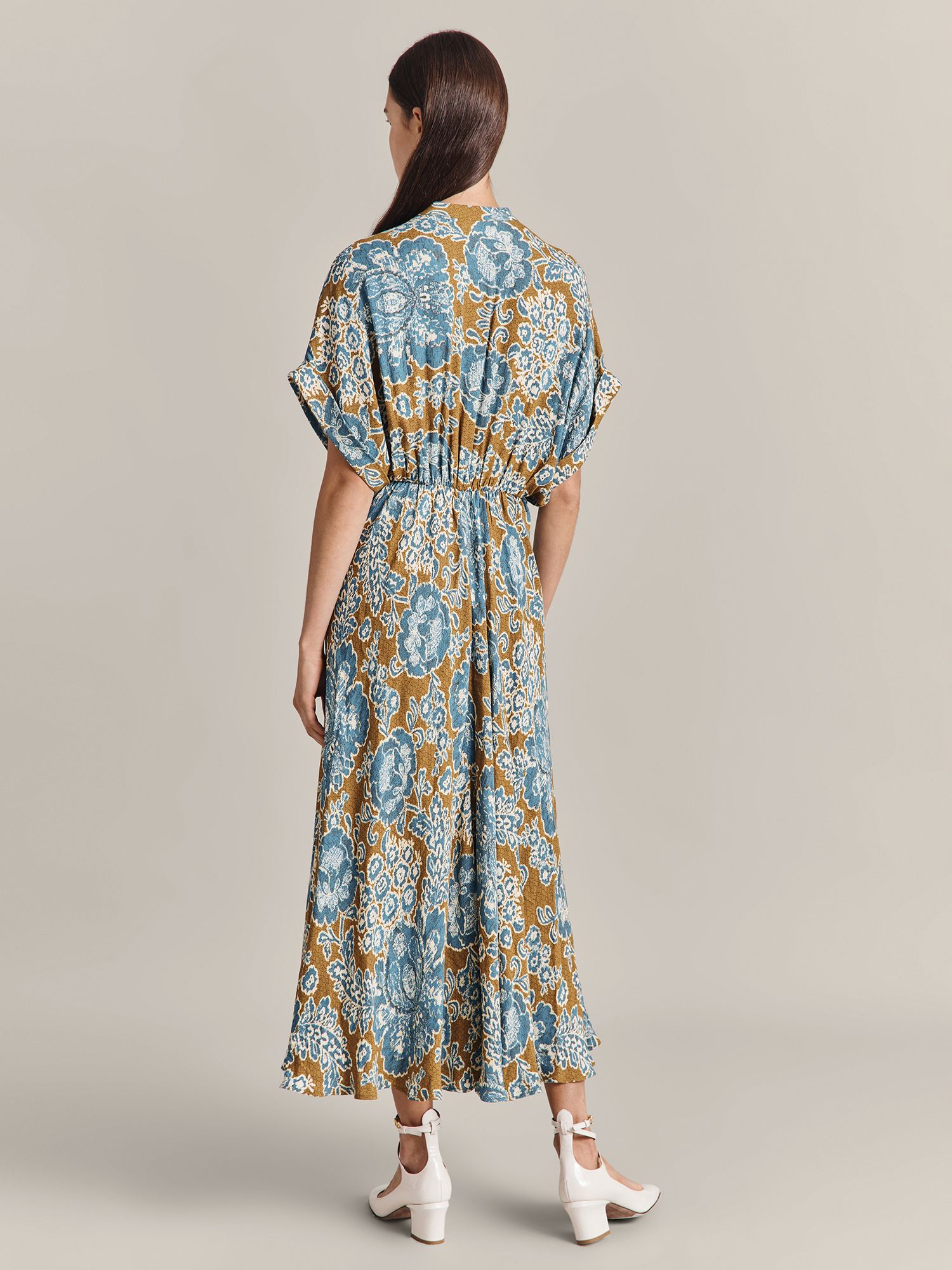 Ghost Harriet Dress, Blue Tapestry Print at John Lewis & Partners