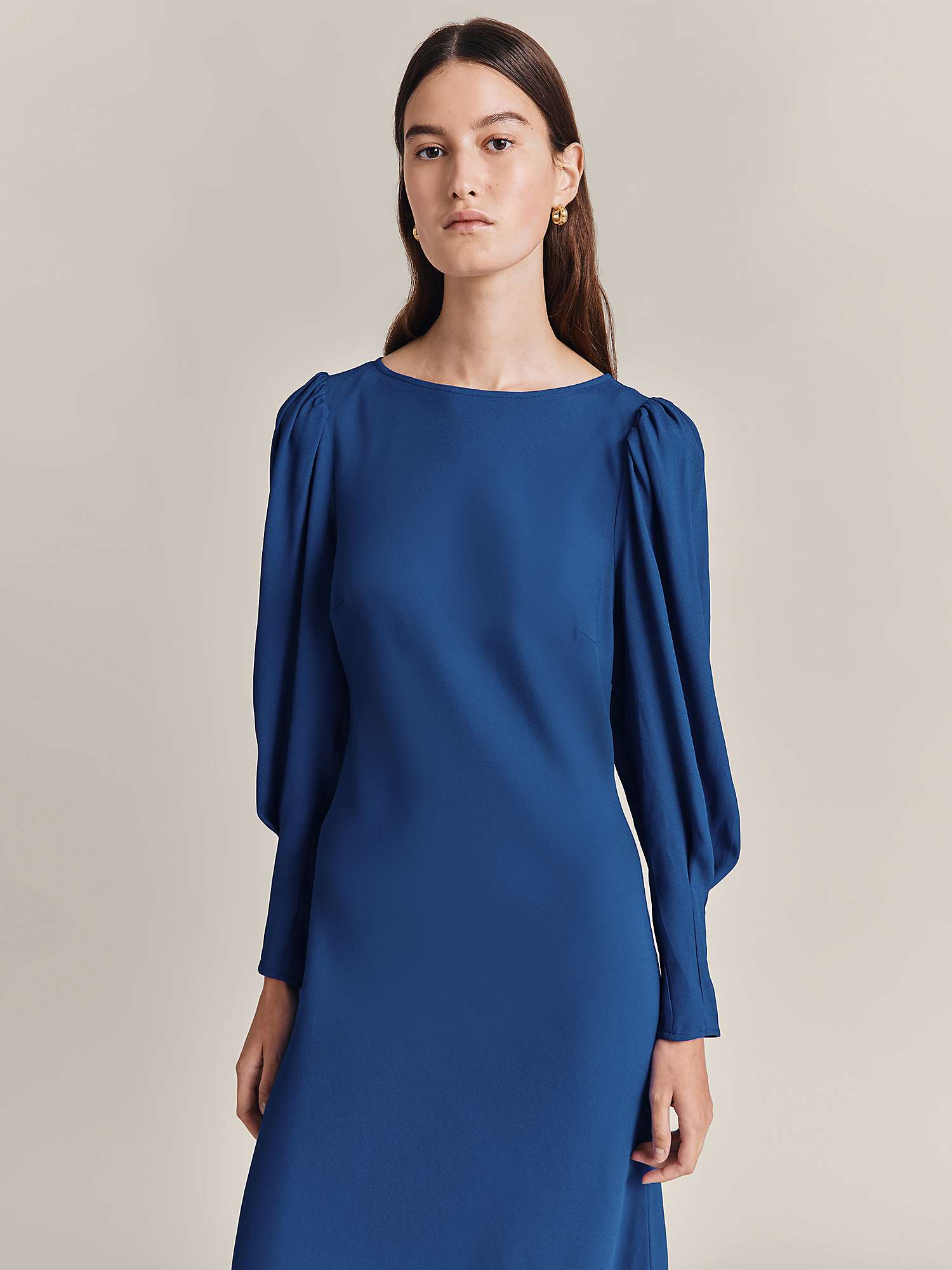 Buy Ghost Stella Satin Midi Dress, Cobalt Blue Online at johnlewis.com