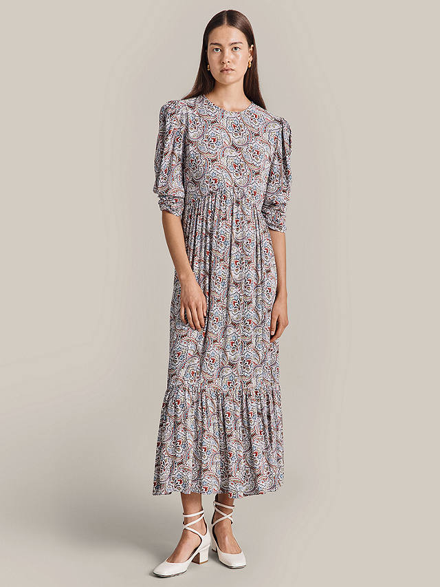 Ghost Maya Paisley Print Dress, Blue/Multi