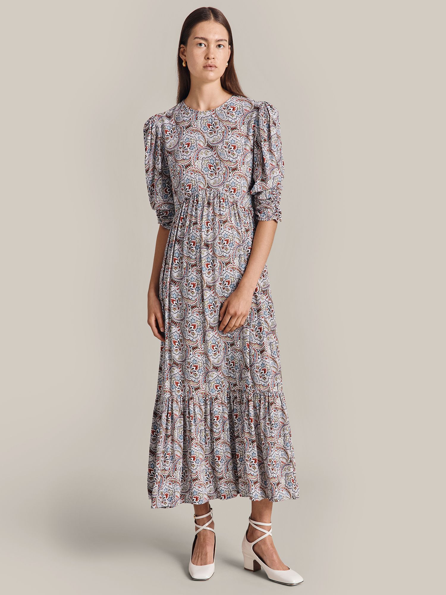 Ghost Maya Paisley Print Dress, Blue/Multi at John Lewis & Partners