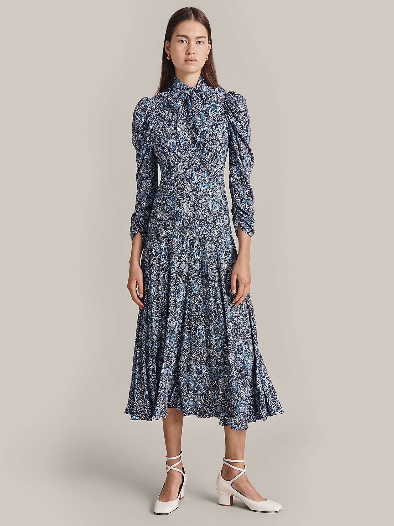 Buy Ghost Erin Floral Batik Print Midi Dress Online at johnlewis.com
