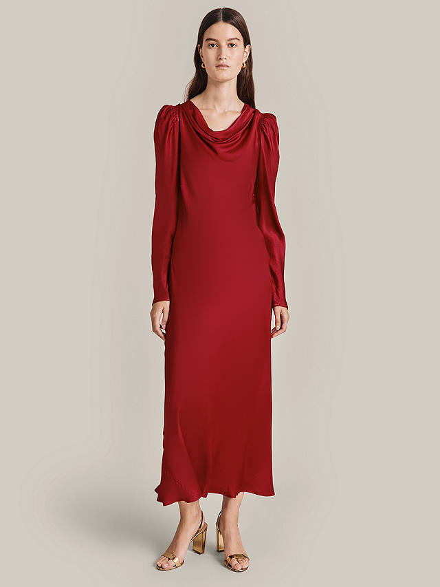 Ghost Frankie Cowl Neck Maxi Dress, Red