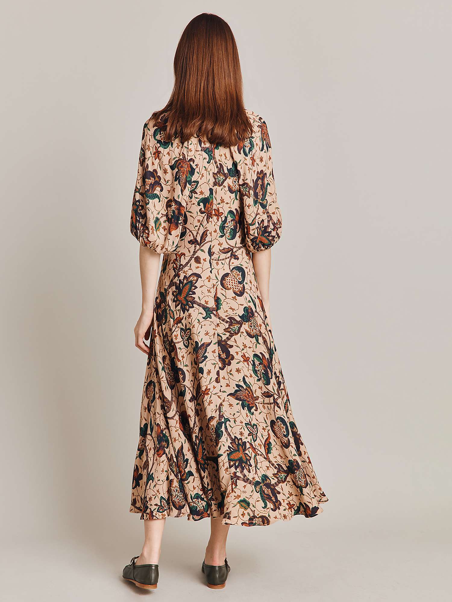 Buy Ghost Dana Jacobean Floral Print Maxi Dress, Cream/Multi Online at johnlewis.com