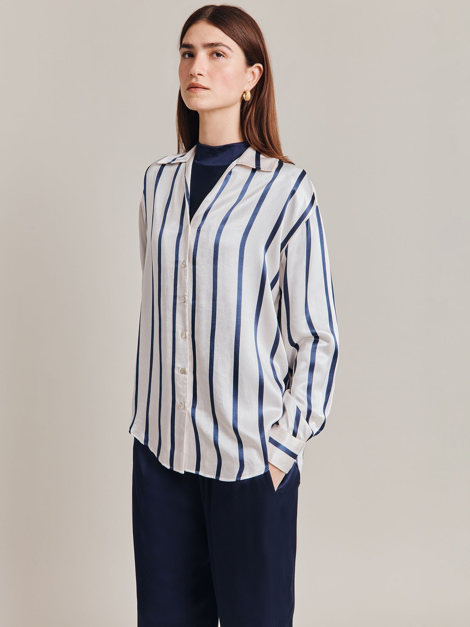 Ghost Amy Stripe Shirt, Navy, XS