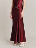 Ghost Eileen Satin Maxi Skirt, Claret