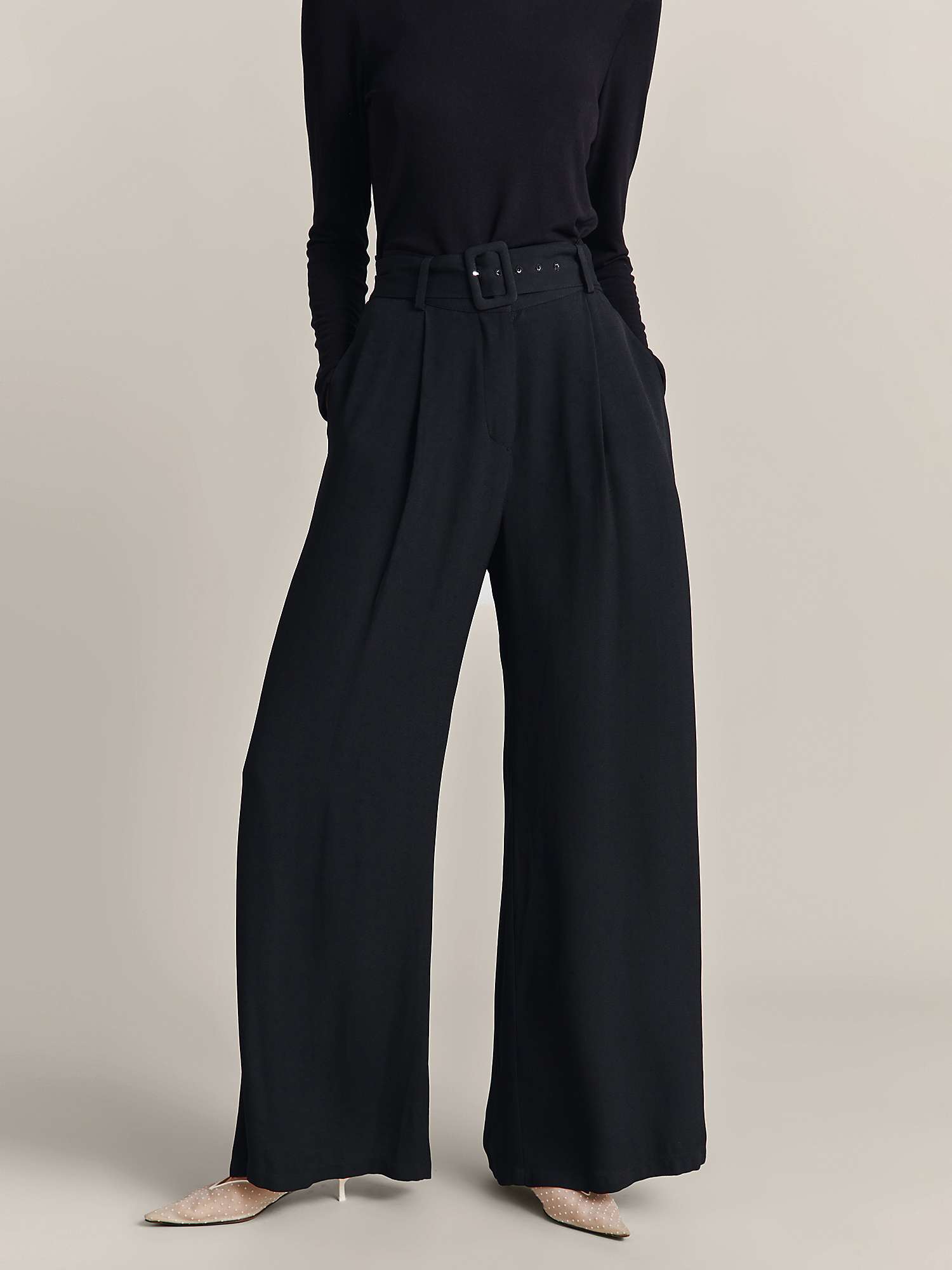 Buy Ghost Clara Satin Palazzo Trousers Online at johnlewis.com