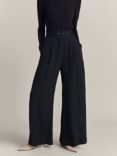 Ghost Clara Satin Palazzo Trousers, Black