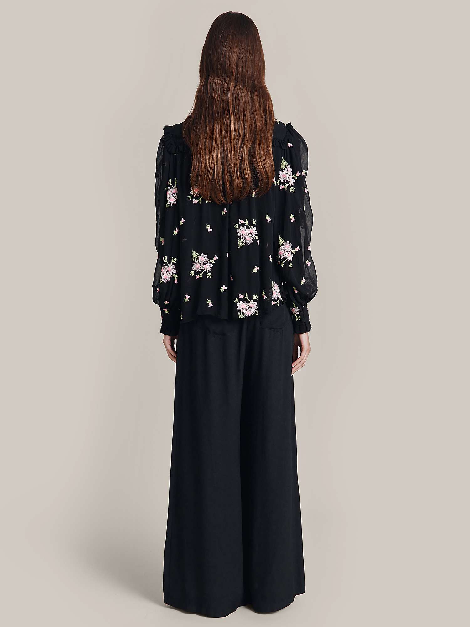 Buy Ghost Clara Satin Palazzo Trousers Online at johnlewis.com